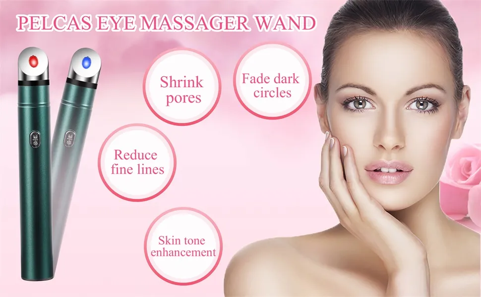 Handheld Red LED Light Electric Smart Eye Massager Beauty Device with Vibration Heating