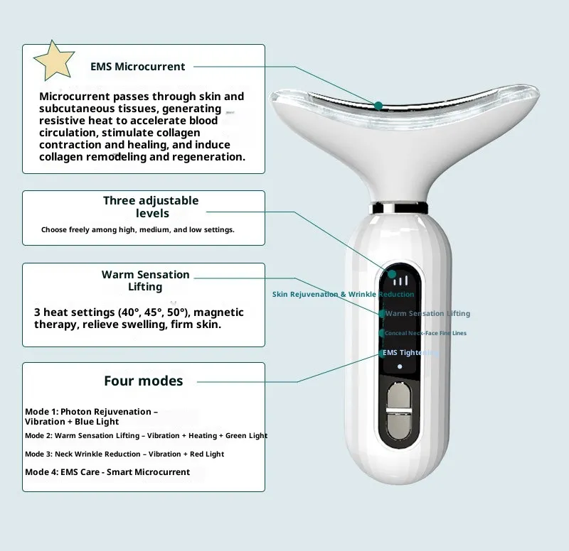 LED Vibration Neck Beauty Device Neck Care Microcurrent Electric Skin Beauty Device