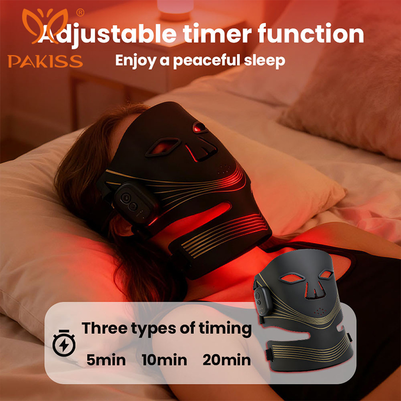 PAKISS LED Facial Light Therapy Mask and Neck Infrared Red Light Therapy Mask for Face &amp; Neck