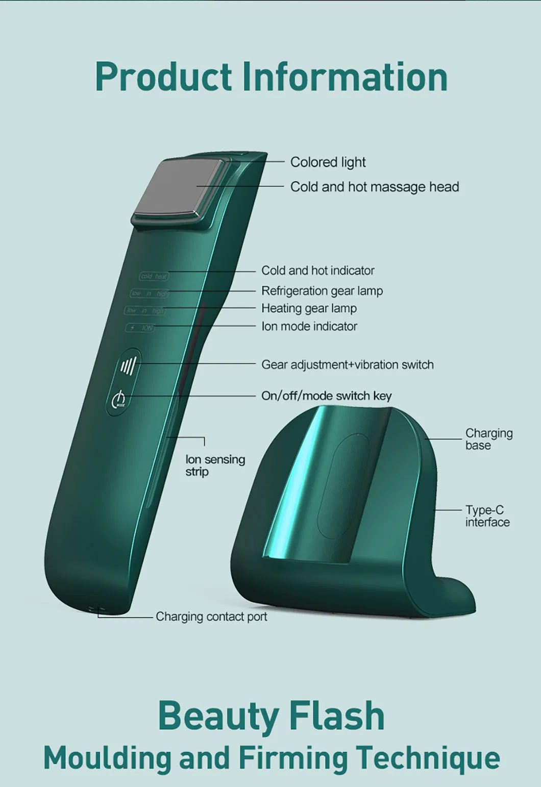 Customized Household EMS Microcurrent Vibration Ion Hot and Cold Anti-Wrinkles Beauty Device