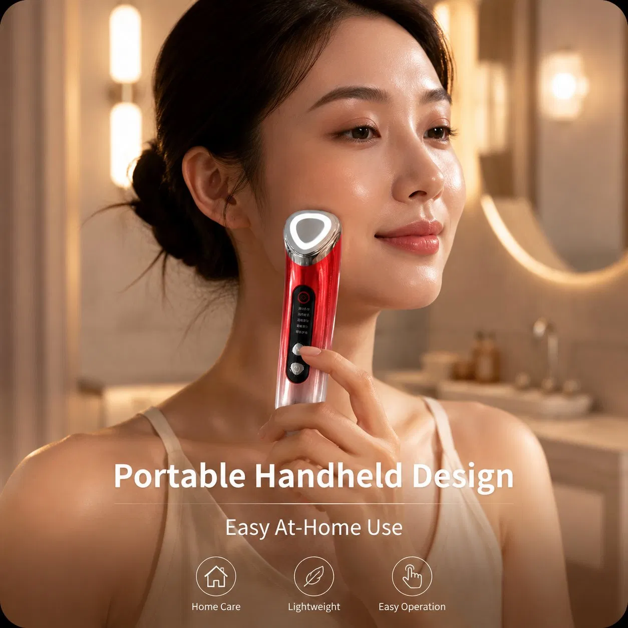 [Zsm] Smart Display Easy Operation Red and Gray Handheld Beauty Device