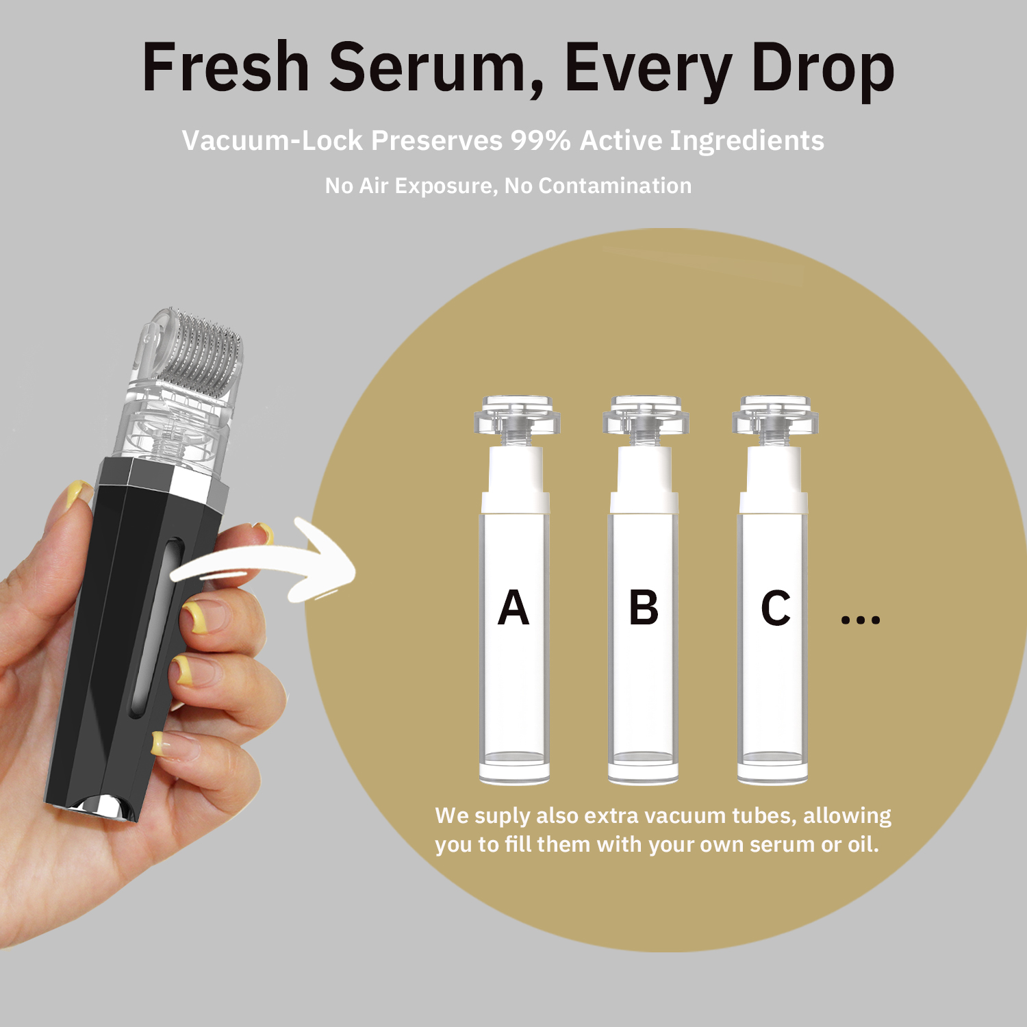 Hair Care Growth Infusion Roller Combo Interchangeable Balls Massager Scalp Massage Devices with Serum Cartridge