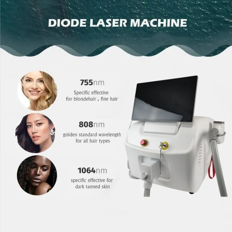 808nm 755nm 1064nm Diode Laser Hair Removal and Skin Rejuvenation Beauty Device for Clinic Use