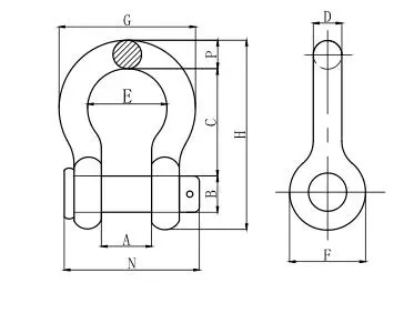 US Type Round Pin Bow Shackles G213