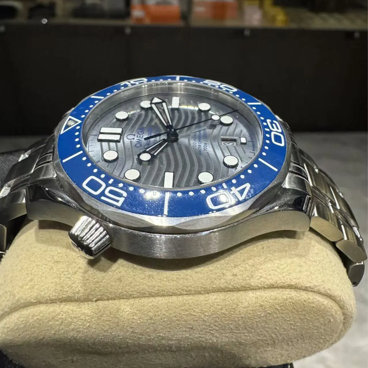 Omega Seamaster side dial view 2