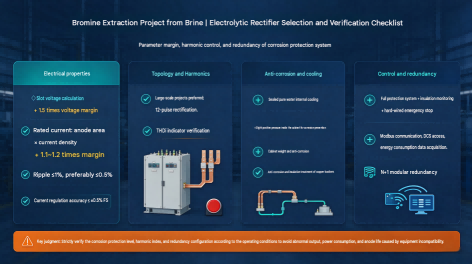 Electrolytic rectifier selection checklist for brine bromine extraction