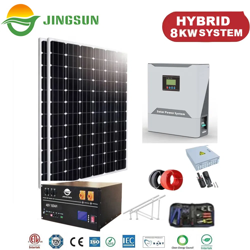10kw 10kVA نظام الطاقة الشمسية الهجين مع تخزين الطاقة بالبطارية للسيارة الكهربائية