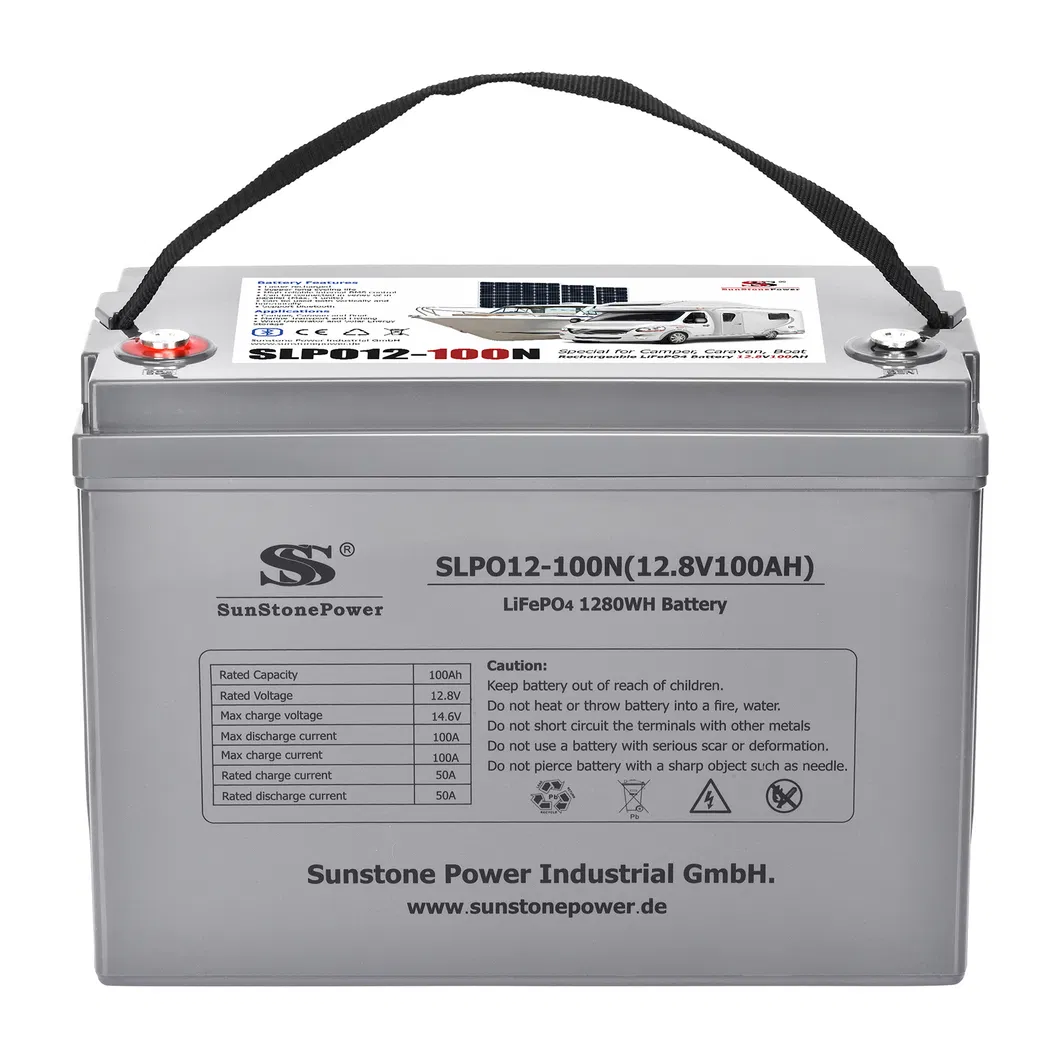 LiFePO4 بطارية 12V 100ah بطارية ليثيوم شمسية مع نظام إدارة البطارية