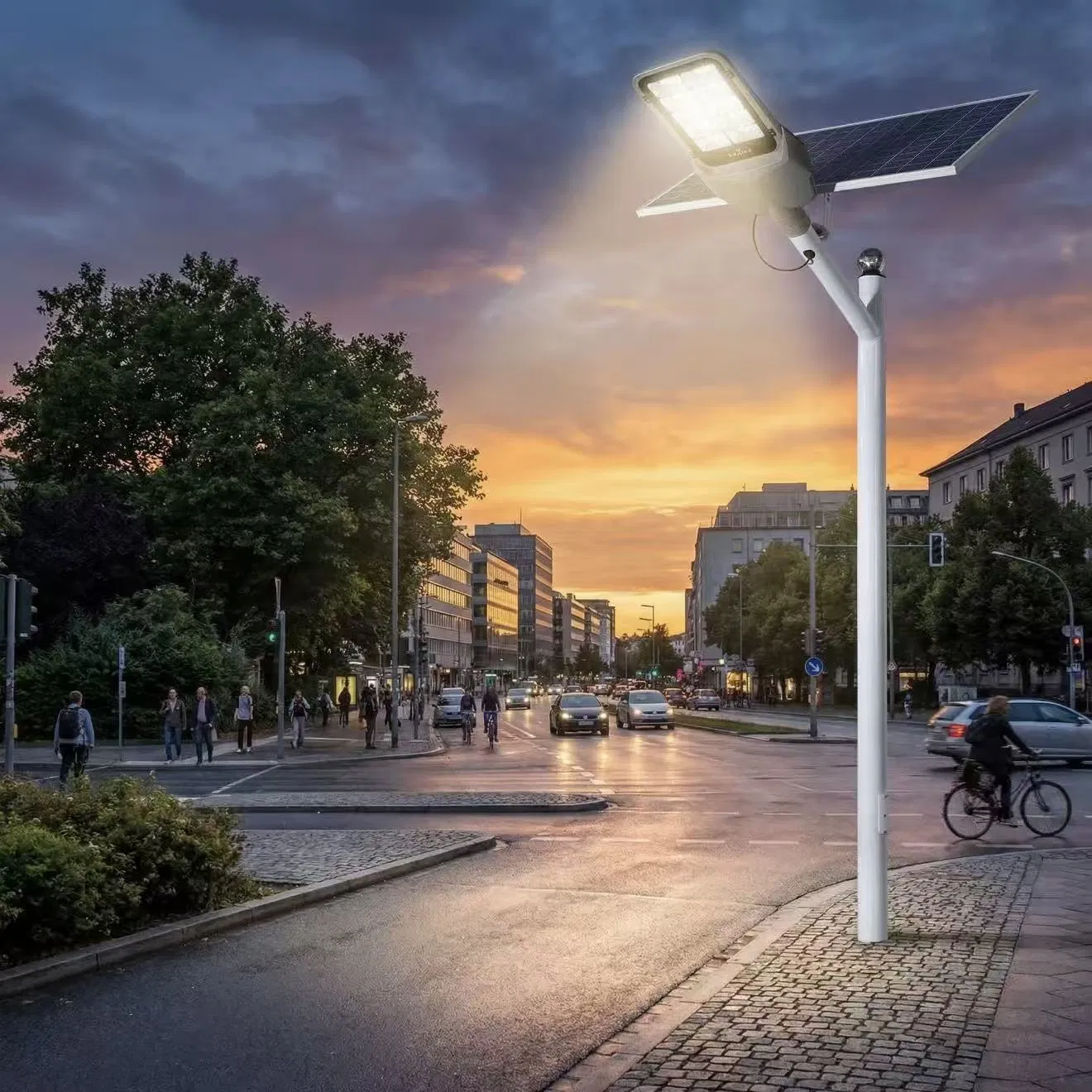 مصباح حديقة LED ذكي: حل شارع شمسي ميسور التكلفة 10W