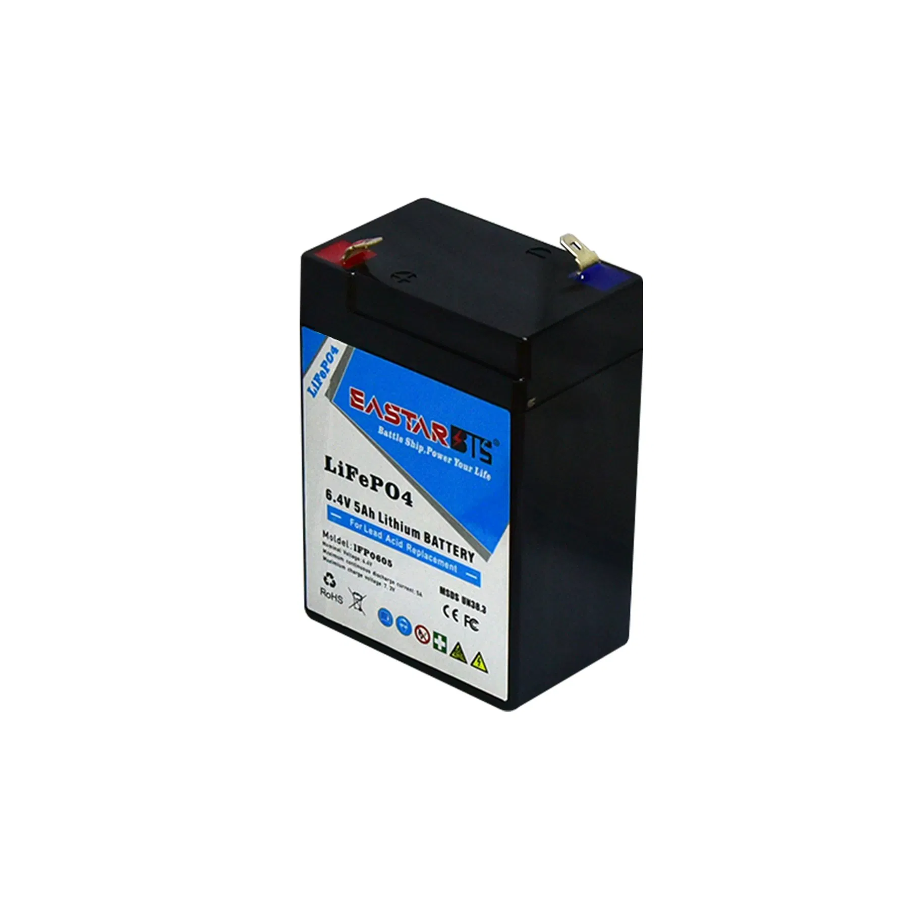 حزمة بطارية المصنع LiFePO4 6.4V 5ah استبدال حمض الرصاص للطاقة الشمسية RV البحرية بطاريات ليثيوم أيون عميقة الدورة