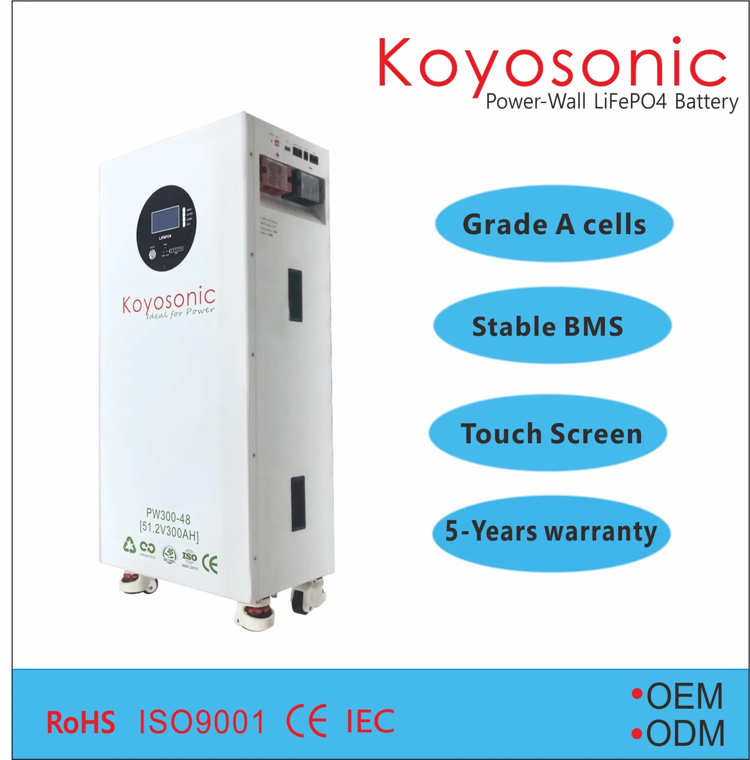 بطارية قابلة لإعادة الشحن 51.2V 300ah LiFePO4 حزمة بطارية 15.36kwh بطارية ليثيوم 15kwh لتخزين الطاقة الشمسية، احتياطي منزلي Powerwall مع RS485/RS232/Can اتصال