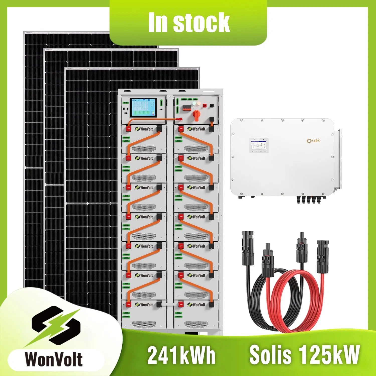 حلول تخزين الطاقة الشمسية الشاملة 100kw 125kw 200kw 250kw 300kw 500kw للاستخدام الصناعي على نطاق واسع