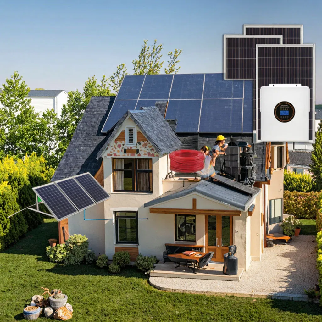 5kw 10kw 15kw 30kw 50kw أفضل نظام طاقة الألواح الشمسية للمنزل مجموعة هجينة كاملة نظام طاقة ببطارية ليثيوم عالية الجهد مع العاكس
