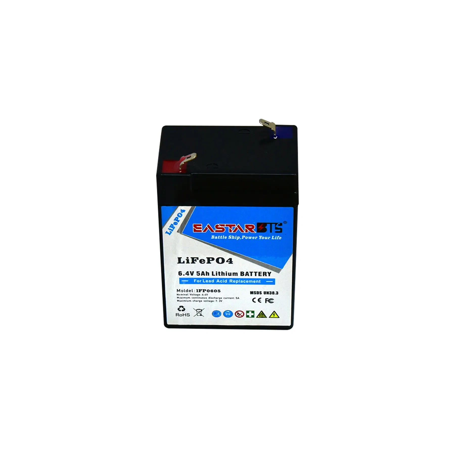 حزمة بطارية المصنع LiFePO4 6.4V 5ah استبدال حمض الرصاص للطاقة الشمسية RV البحرية بطاريات ليثيوم أيون عميقة الدورة