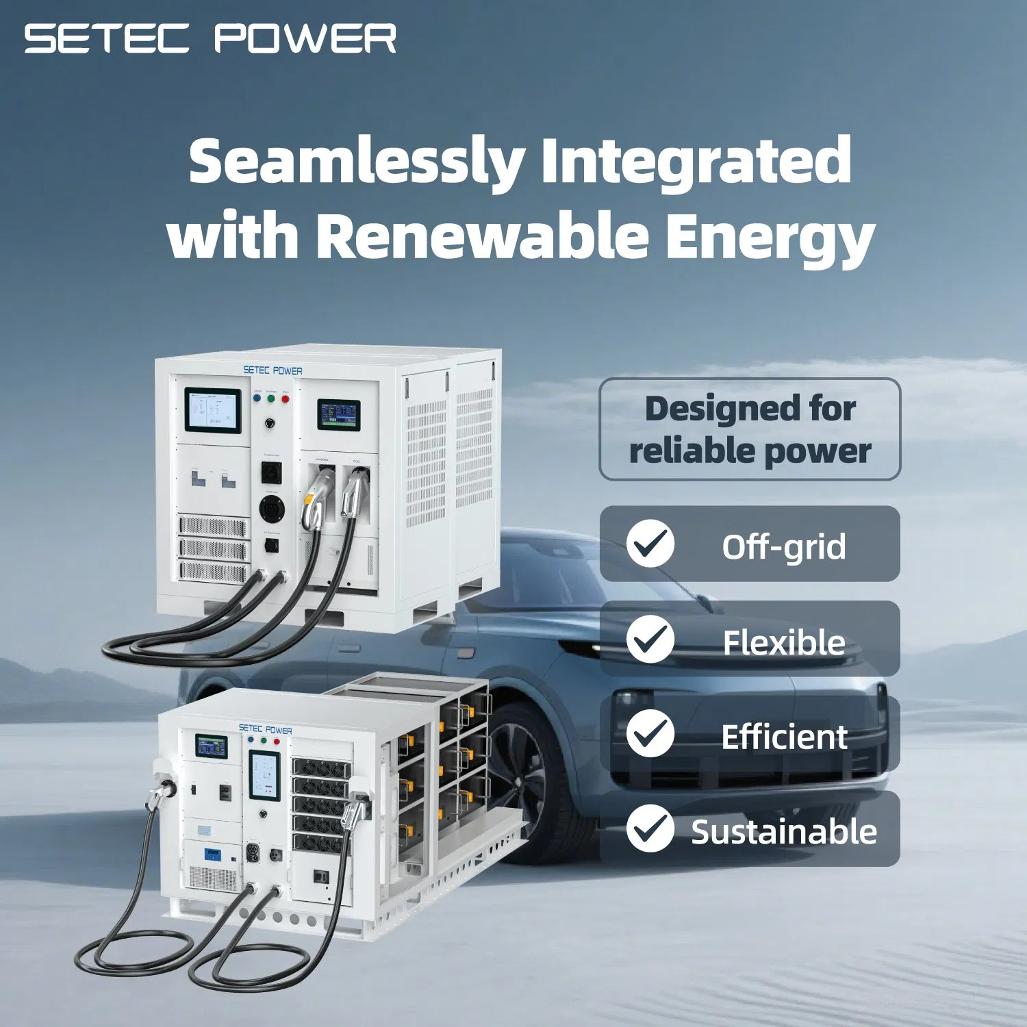 نظام تخزين الطاقة المتكامل من SETEC POWER حزمة بطارية 30kWh إلى 1MWh مع خدمة شحن المركبات الكهربائية OEM ODM