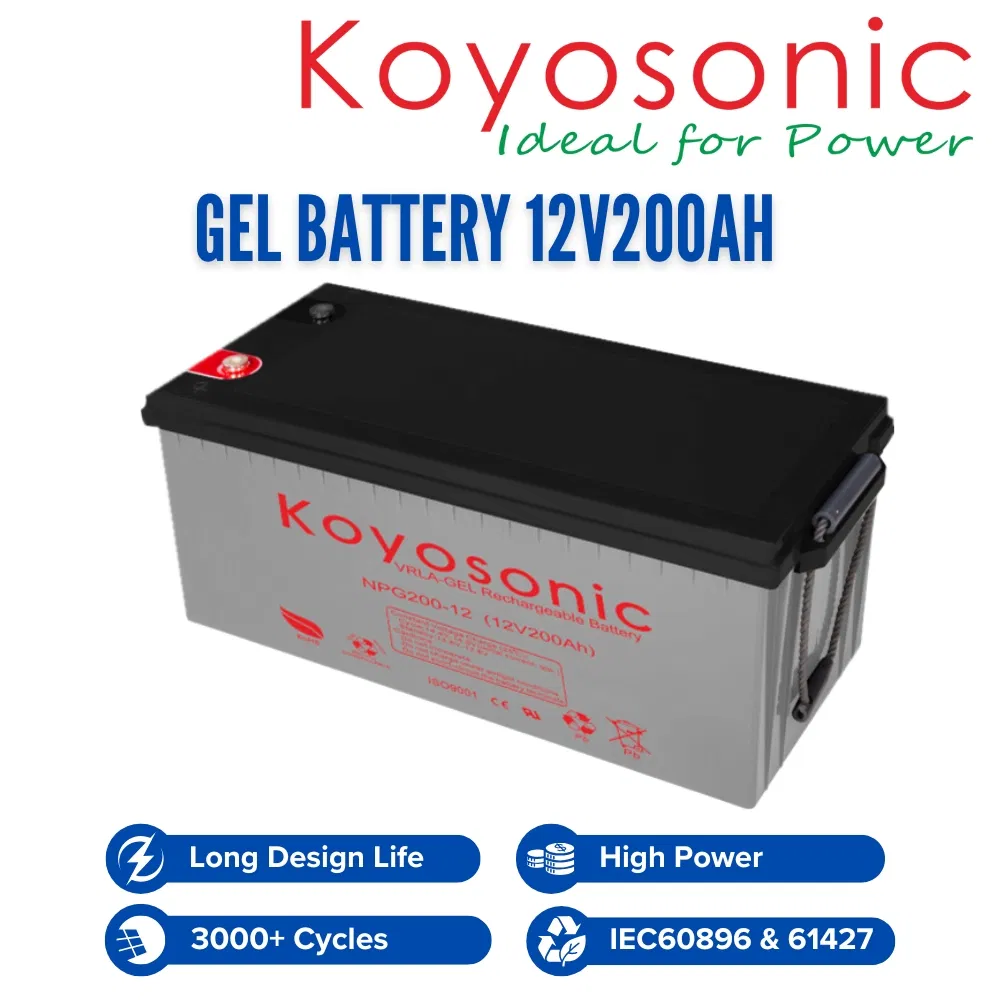 12V 200ah بطارية جل بطارية دورة عميقة بطارية شمسية مع 3-Year ضمان
