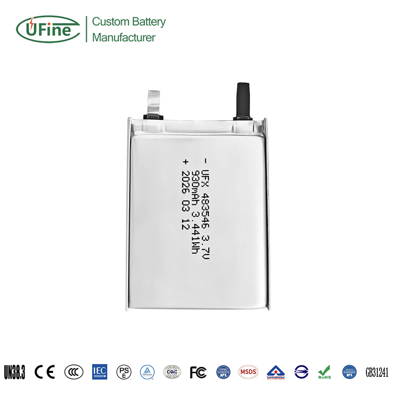 بطارية ليثيوم بوليمر قابلة لإعادة الشحن Ufx483546 3.7V 930mAh للطاقة المحمولة
