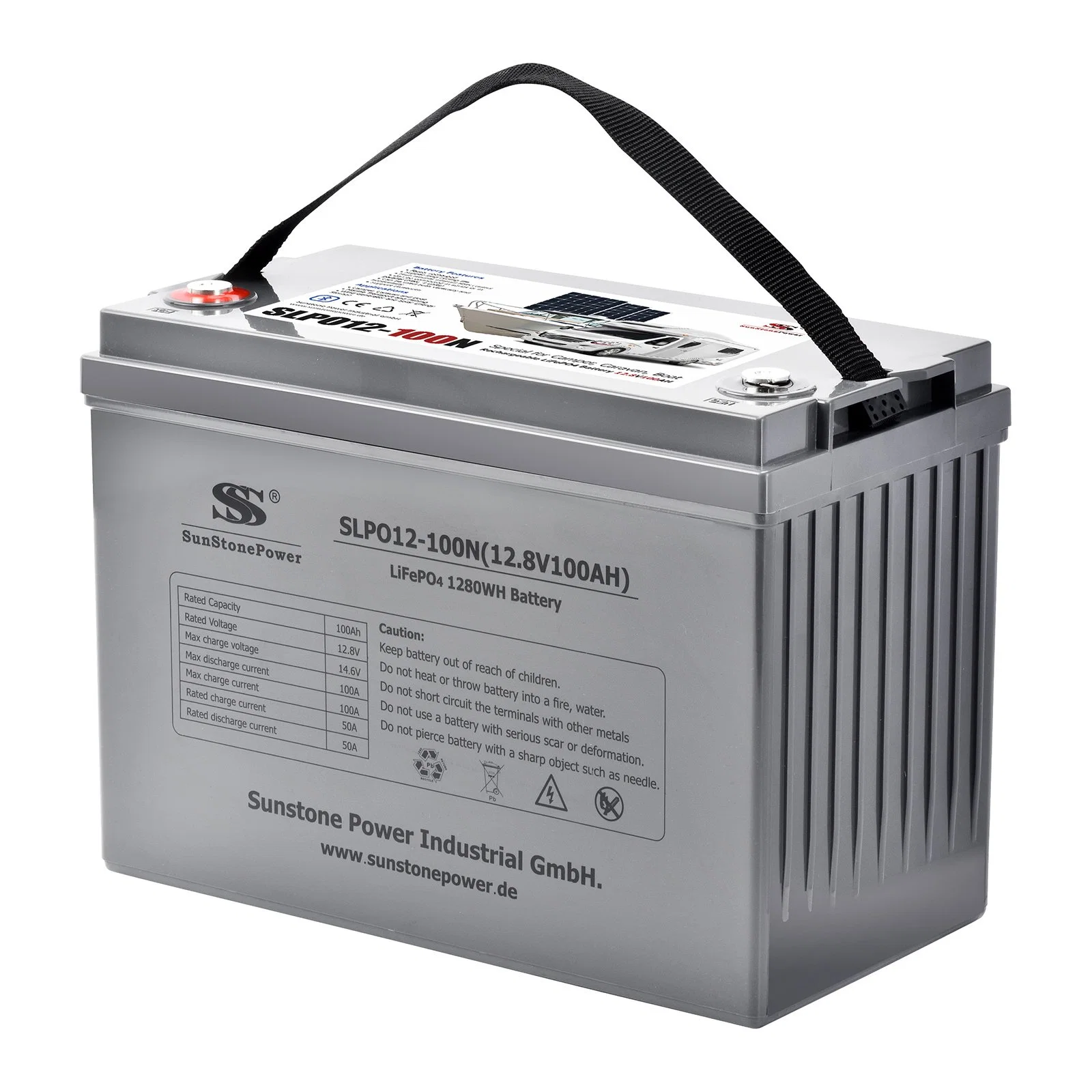 LiFePO4 بطارية 12V 100ah بطارية ليثيوم شمسية مع نظام إدارة البطارية، بطارية عربة منزلية، بطارية قافلة، بطارية نقل بحرية، بطارية قارب صيد