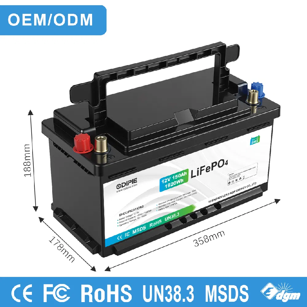 حزمة بطارية ليثيوم 60038 لحالة بلوتوث LiFePO4 معتمدة من CE بالجملة 12.8V 12V 150ah لمصنع OEM في الصين للبحرية وRV والطاقة الشمسية