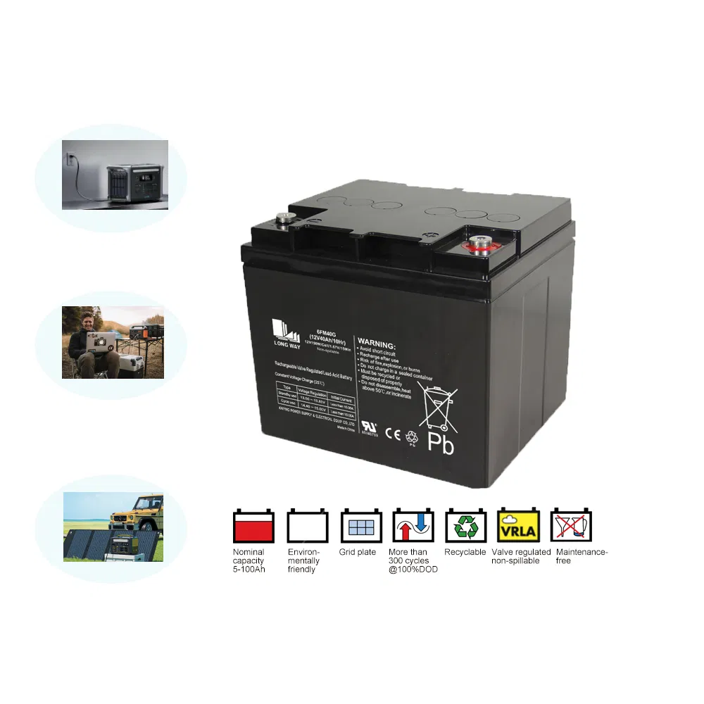 12V40ah بطارية تخزين حمض الرصاص عالية السعة للاتصالات والمعدات الكهربائية