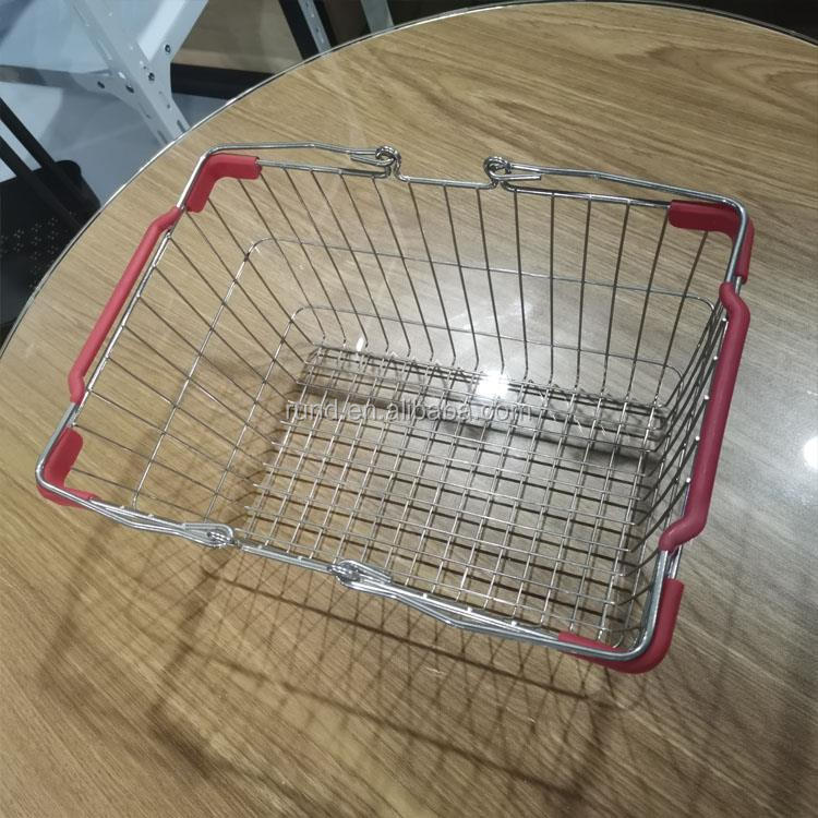 Popular Electroplated Shopping Basket with Handle Retail Display Rack for Supermarkets and Grocery Store Use