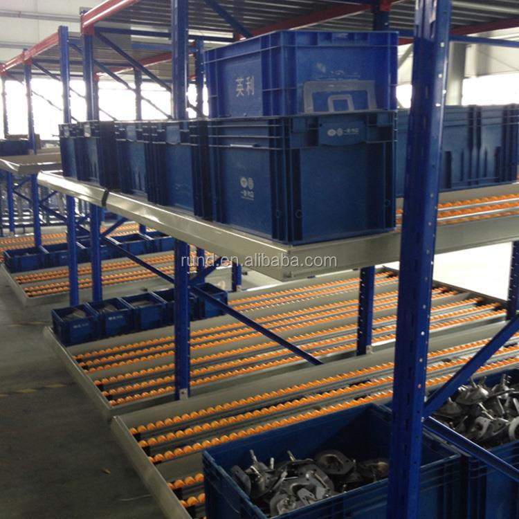 High Quality Corrosion Protected Iron Rolling Fluent Carton Storage Rack Fluent Shelf Display for Efficient Warehouse Stacking