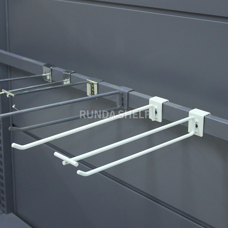 RD Free Pattern Pegboard Perforated Panel with Looped Metal Lock and Cow Hooks for Display Slatwall Hook Product