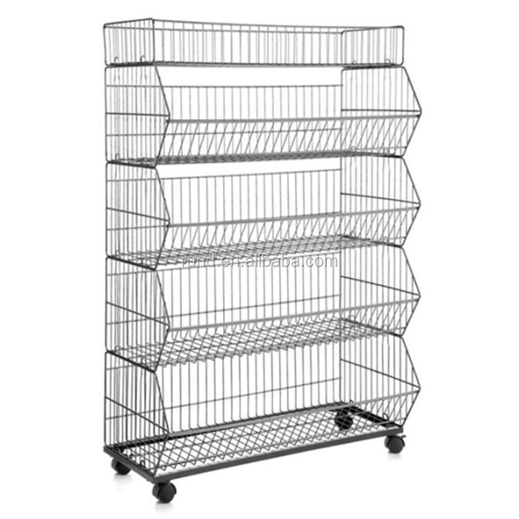 Basket Stand Shelf 4~5 Layers With Wheels Multi Function Rack and Shelves Metal Organizer Storage