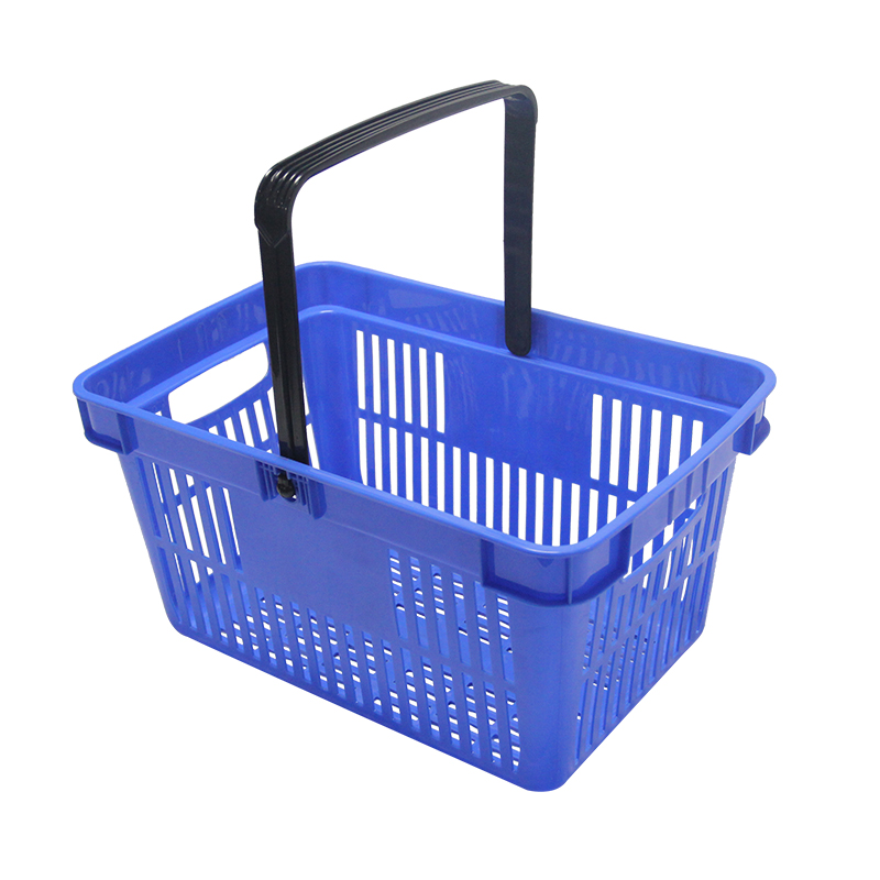 Plastic Hand Basket Double Rod Shopping Frame Shopping Baskets Cable-stayed Wheel Shopping Mall Number of Hand-held