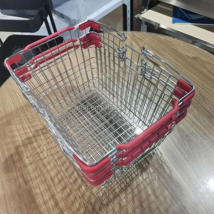 Popular Electroplated Shopping Basket with Handle Retail Display Rack for Supermarkets and Grocery Store Use