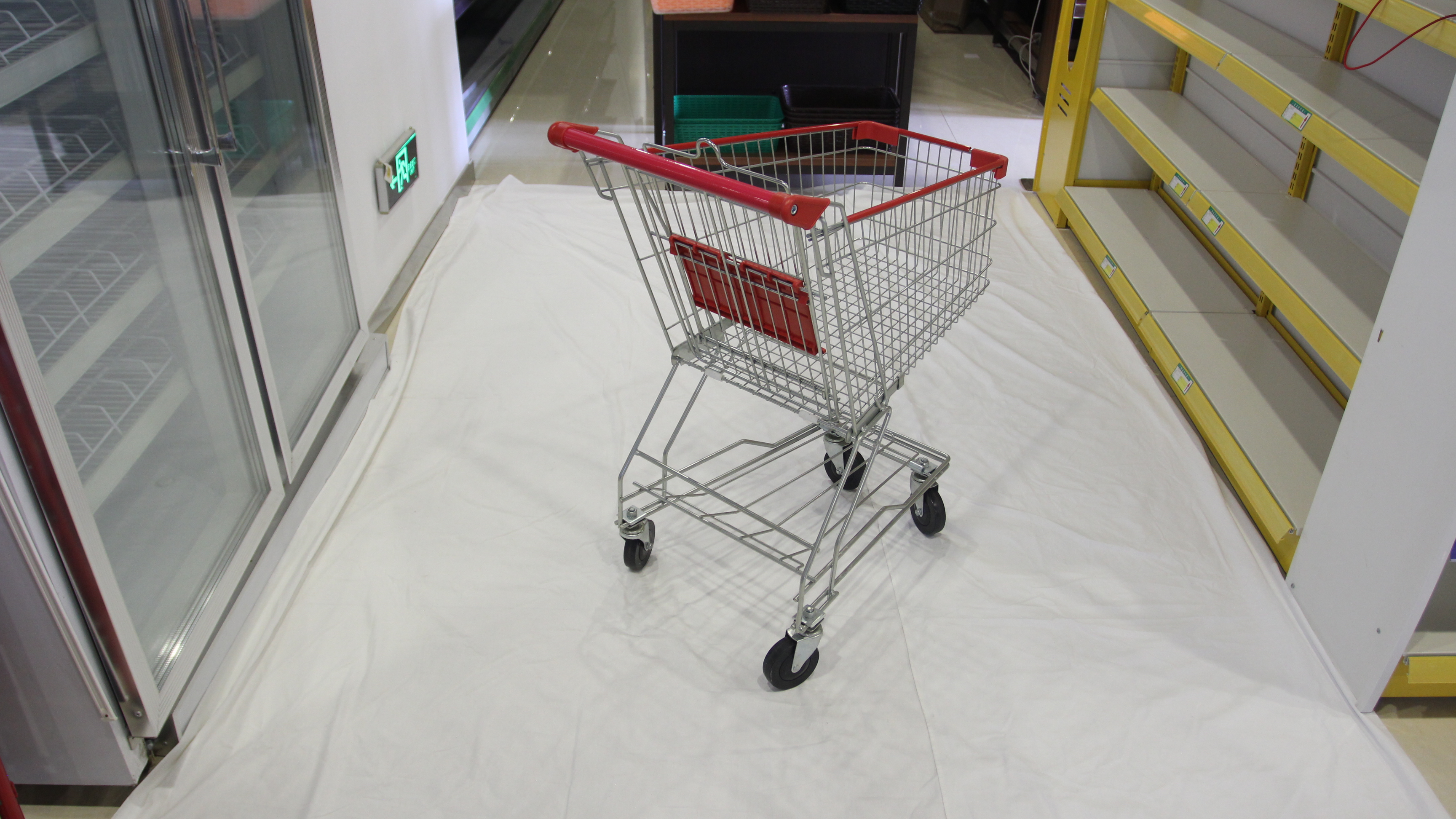 Wholesale Supermarket Equipment Hand Trolley Metal Grocery Mall Shopping Trolleys with Swivel Wheels Comfortable