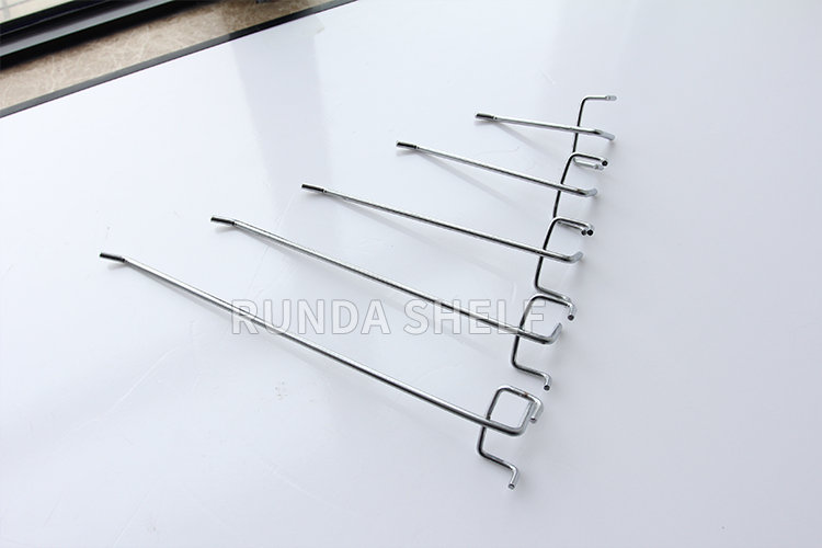 Industrial Metal Sling Hook Perforated Panel Plain Finish Plastic Hanging Display Hook Hardware Mining Pegboard Hooks