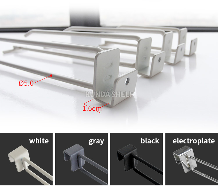Supermarket & Convenience Store Display Hook with Square Tube Cross Beam Metal Shelf Organization