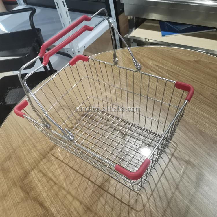 Popular Electroplated Shopping Basket with Handle Retail Display Rack for Supermarkets and Grocery Store Use