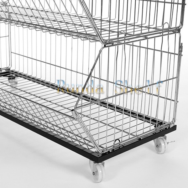 RD-Supermarket Customized Heavy-Duty Metal Display Stand Wire Mesh Basket Display Racks Big Load Grocery Supermarket Shelves