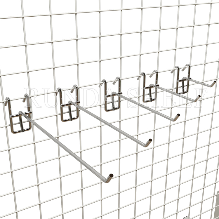RD Free Pattern Pegboard Perforated Panel with Looped Metal Lock and Cow Hooks for Display Slatwall Hook Product