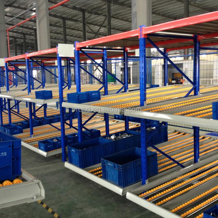 High Quality Corrosion Protected Iron Rolling Fluent Carton Storage Rack Fluent Shelf Display for Efficient Warehouse Stacking