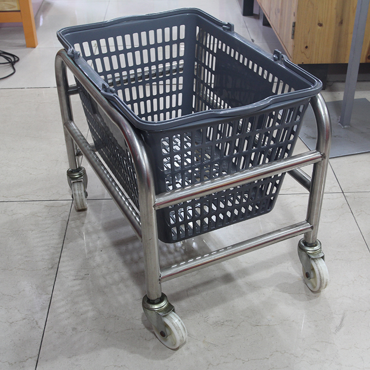 Supermarket Basket Seat Base Metal Basket Pushes the Base Pulley Supermarket Basket of Shopping Baskett