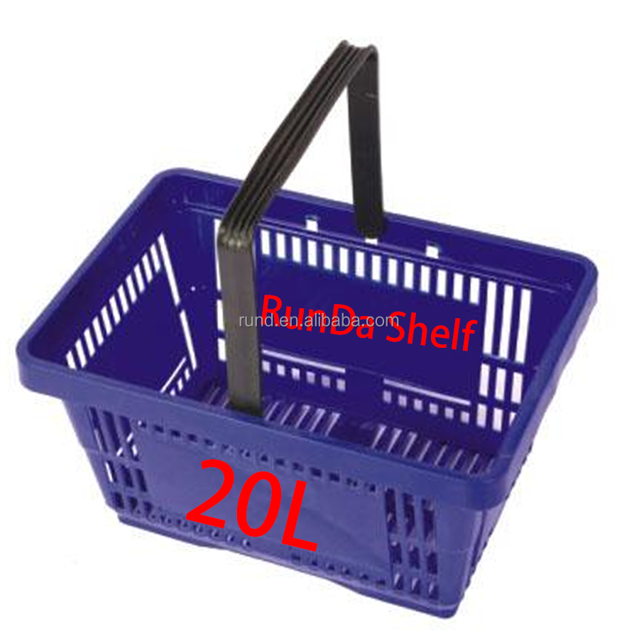 Plastic Hand Basket Double Rod Shopping Frame Shopping Baskets Cable-stayed Wheel Shopping Mall Number of Hand-held