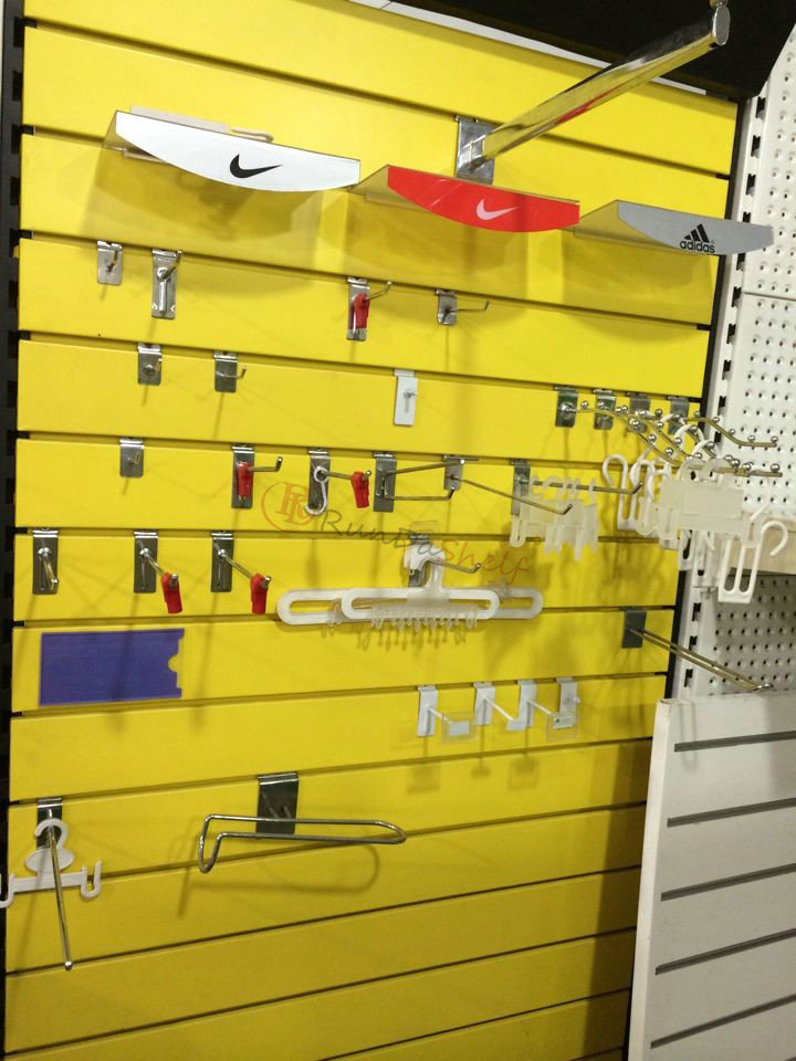 RD Free Pattern Pegboard Perforated Panel with Looped Metal Lock and Cow Hooks for Display Slatwall Hook Product
