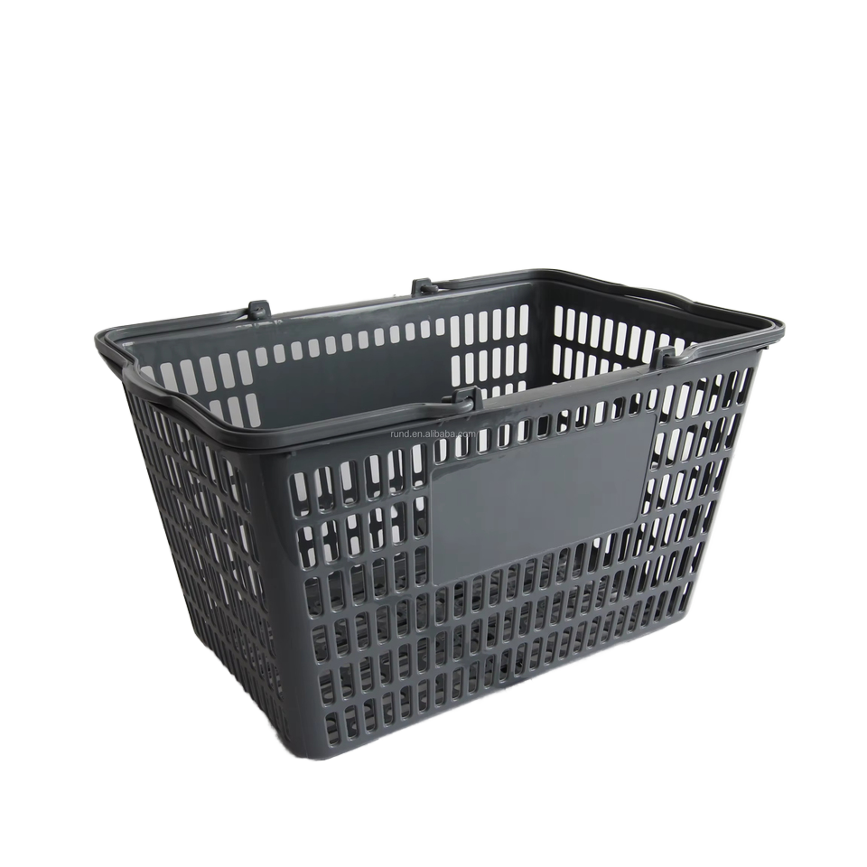 RD 30L 32L Single-Sided Supermarket Shelves Light Duty Shopping Basket Red Blue Green Plastic Metallic Finish Retail Store