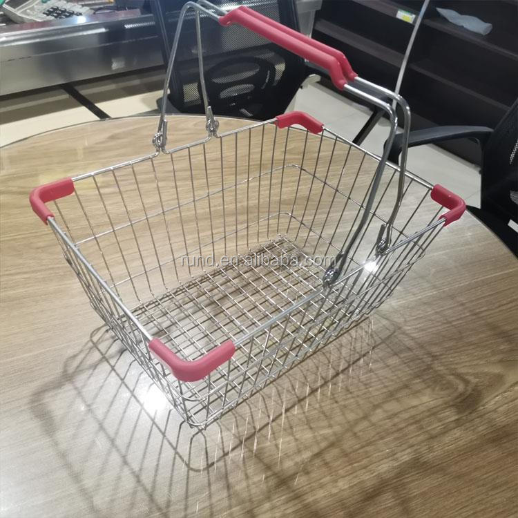 Popular Electroplated Shopping Basket with Handle Retail Display Rack for Supermarkets and Grocery Store Use