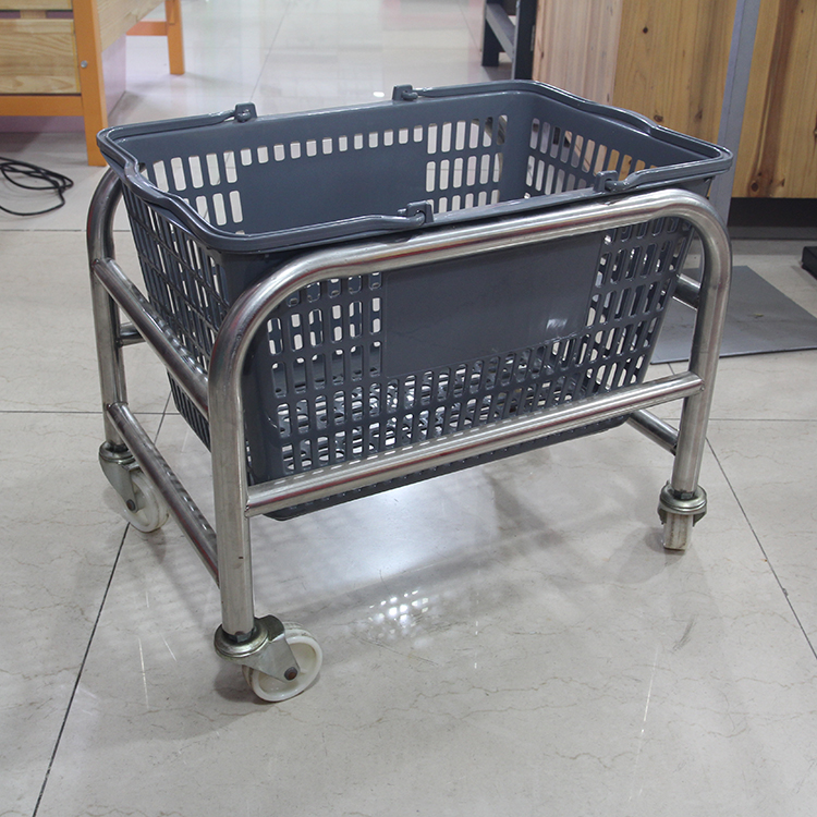 Supermarket Basket Seat Base Metal Basket Pushes the Base Pulley Supermarket Basket of Shopping Baskett