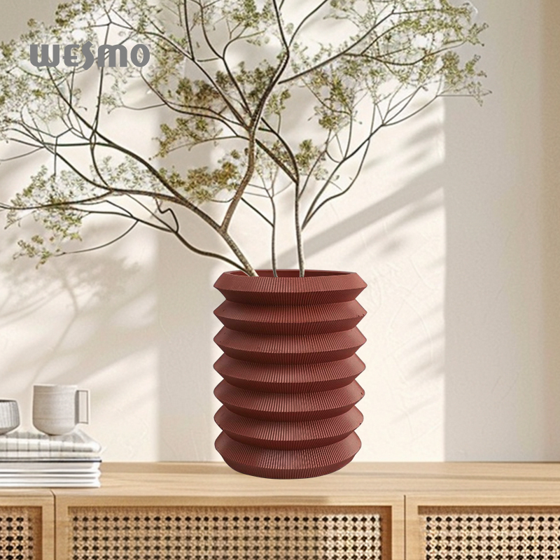 Custom Vase Unique Design Minimalist Aesthetic Home Decor Red Stripe Tabletop Decorative Flower Vase