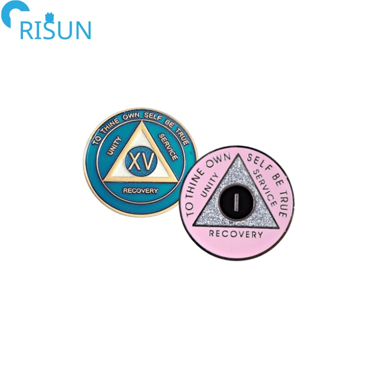 Wholesales Month Seasonal Medallion Reflex Custom Year Logo 3D Recovery Sobriety Chip Coins Sobriety Colorful Challenge AA Coin