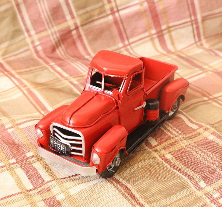 Vintage Xmas Trees Red Truck Metal Handmade Crafts