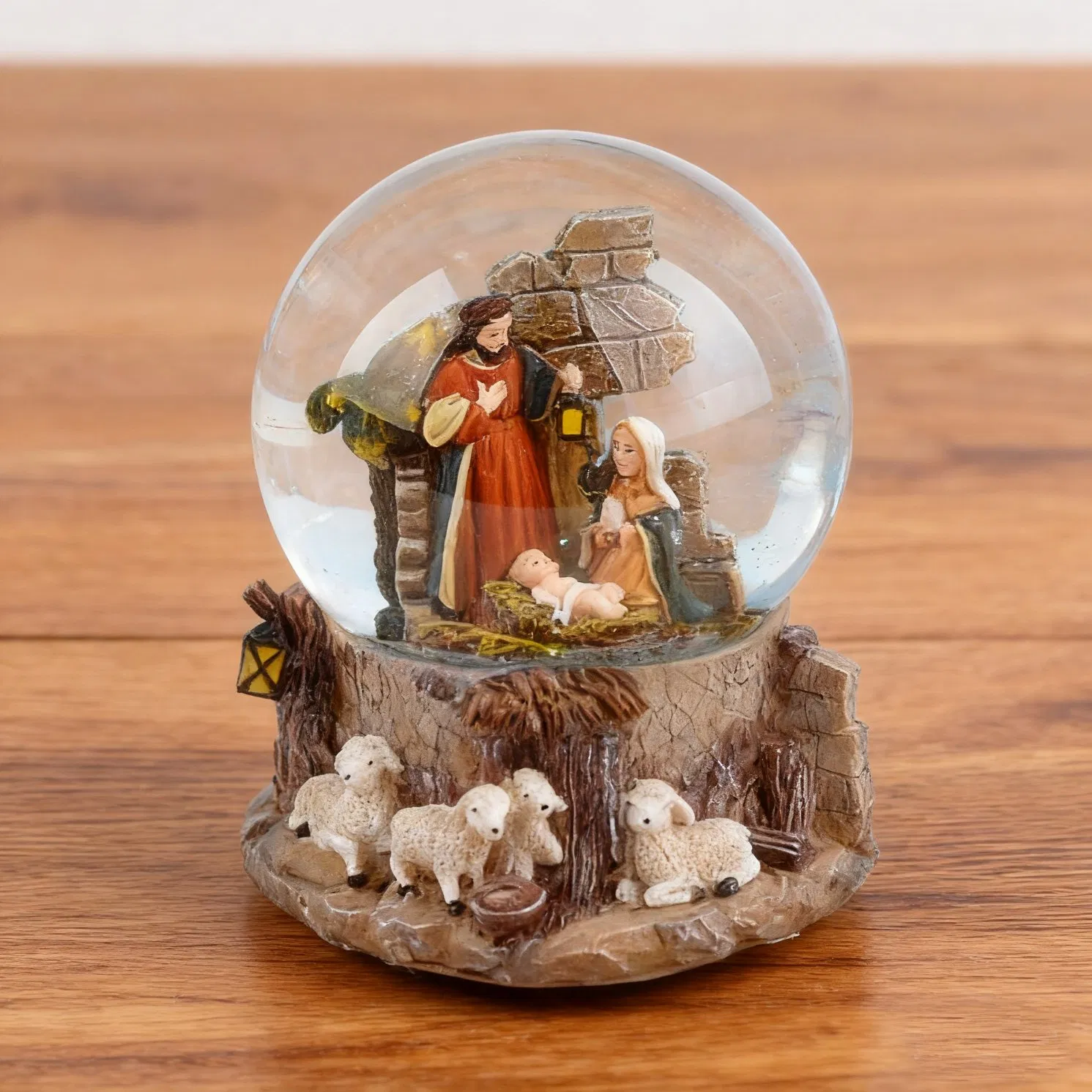 Custom Resin Holy Family Water Globe, Resin Decorative Tabletop Religious Christmas Christian Snow Globe