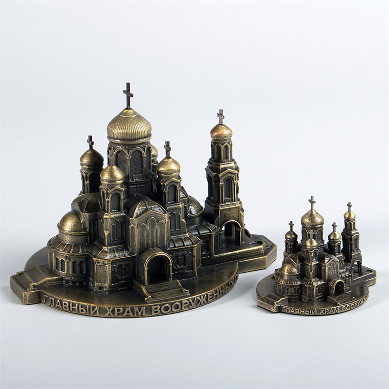 Zinc Alloy Electroplating Metal Crafts Ornament Customization, 3D Relief Building Metal Home Decorative Ornament