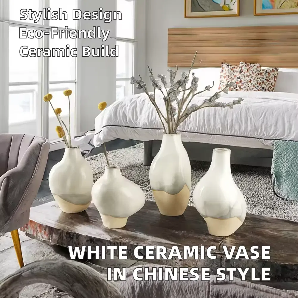 Hand-Shaped White Ceramic Vase Elegant Rustic Design for Home Decor