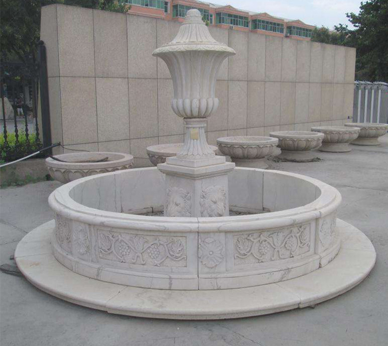 Outdoor Decorative Stone Fountains Large Garden White Natural Stone Marble Water Fountain Prices for Sale